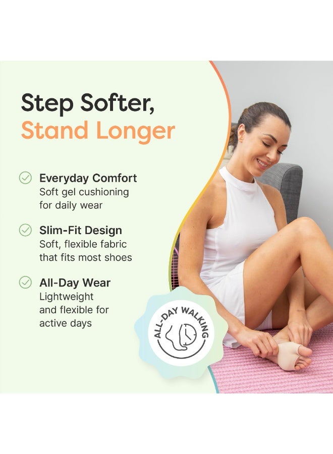 jaexest Two pairs of metatarsal pads Breathable elastic fabric Relieves forefoot pain Suitable for sesamoiditis, metatarsalgia, Morton's neuroma Unisex (Beige, Medium) - Image 3