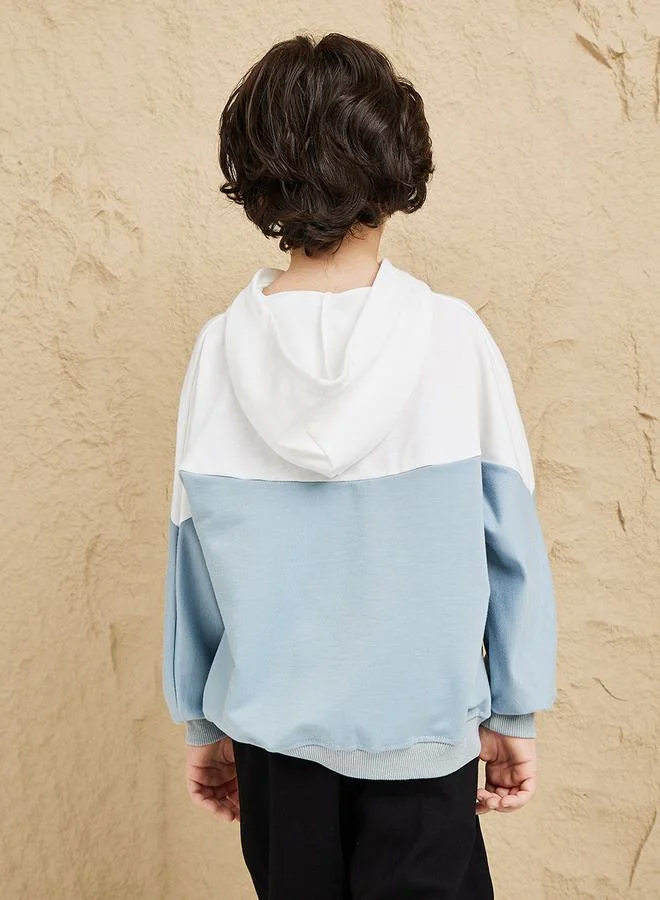 Styli Colorblock Patched Detail Hoodie