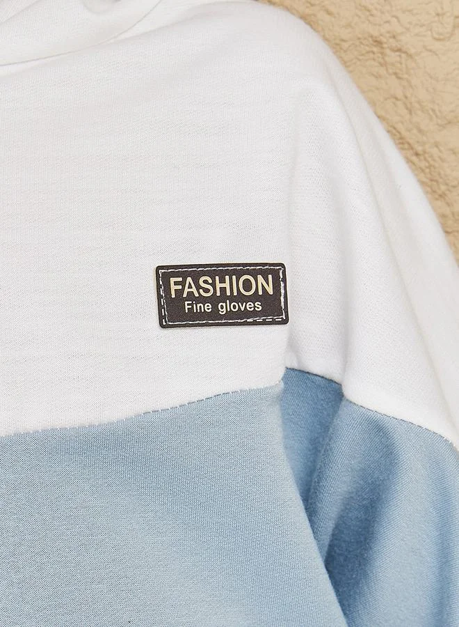 Styli Colorblock Patched Detail Hoodie