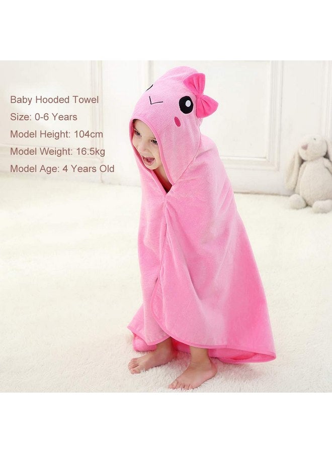 MICHLEY Unisex Baby Animal Hooded Bath Towel Soft Cotton Beach Swimming Washcloth for 0-6T, Pink - Image 1