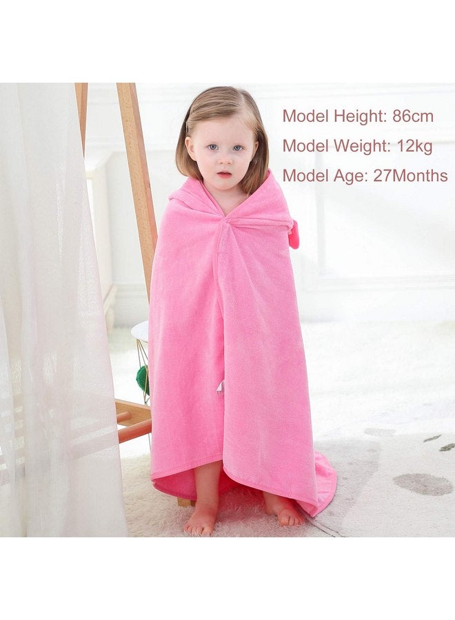 MICHLEY Unisex Baby Animal Hooded Bath Towel Soft Cotton Beach Swimming Washcloth for 0-6T, Pink - Image 2