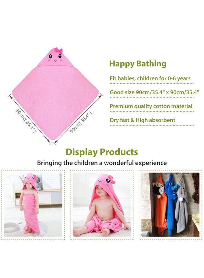 MICHLEY Unisex Baby Animal Hooded Bath Towel Soft Cotton Beach Swimming Washcloth for 0-6T, Pink - Image 4