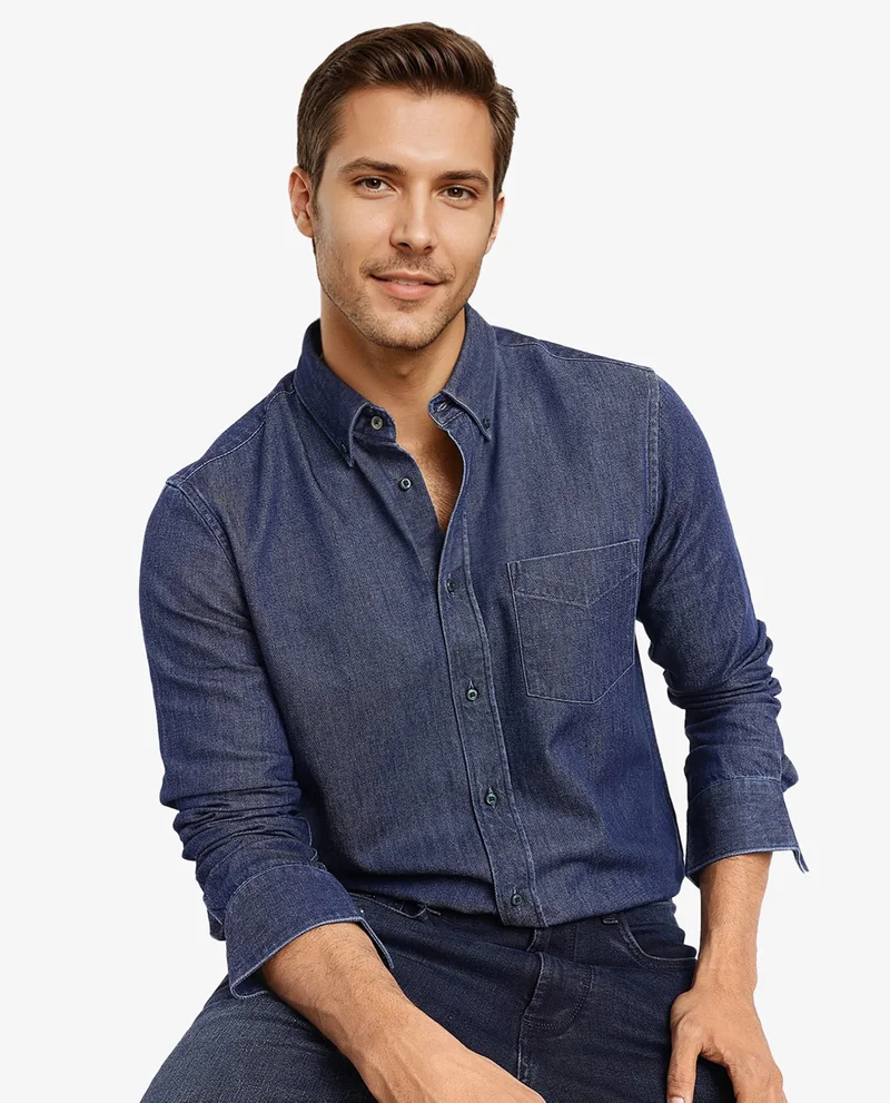 Rare Rabbit Men's Full Sleeves Denim Shirt