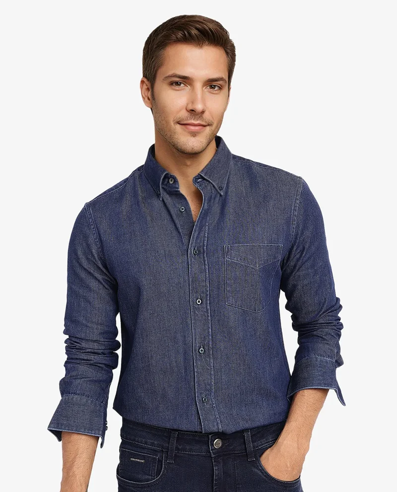 Rare Rabbit Men's Full Sleeves Denim Shirt