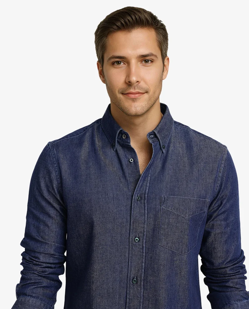 Rare Rabbit Men's Full Sleeves Denim Shirt