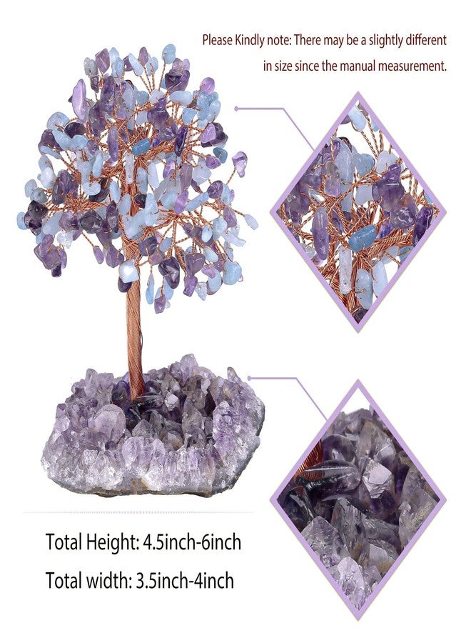mookaitedecor Natural Aquamarine & Amethyst Crystal Tree with Amethyst Cluster Crystal Base Money Tree Figurines Feng Shui Desk Decoration, Meditation Table Altar Decor, 4.5-6 Inches - Image 2