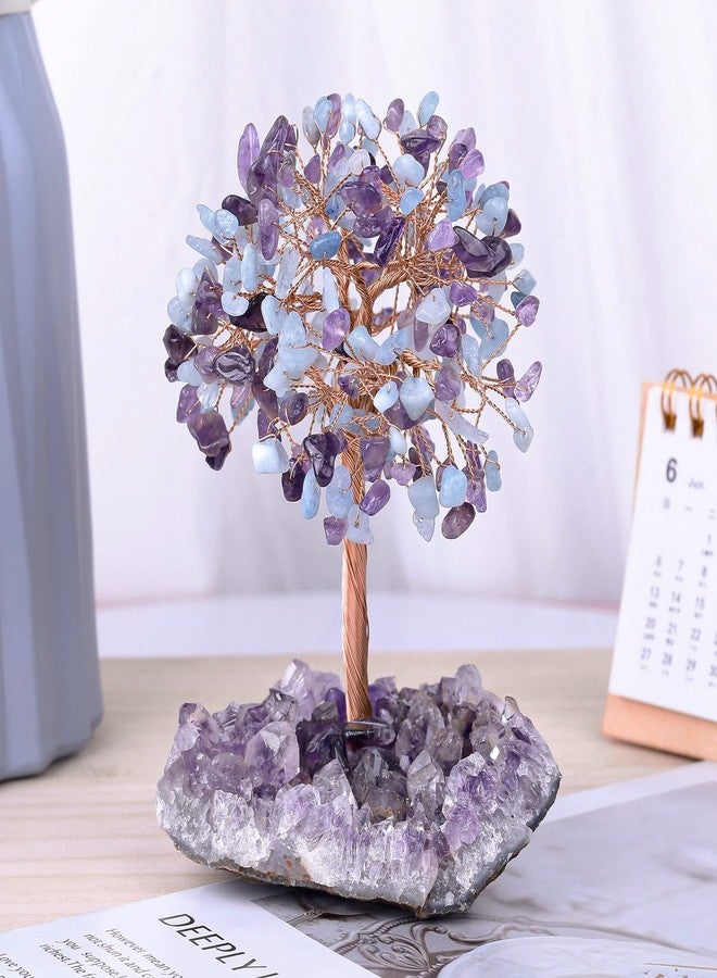 mookaitedecor Natural Aquamarine & Amethyst Crystal Tree with Amethyst Cluster Crystal Base Money Tree Figurines Feng Shui Desk Decoration, Meditation Table Altar Decor, 4.5-6 Inches - Image 5