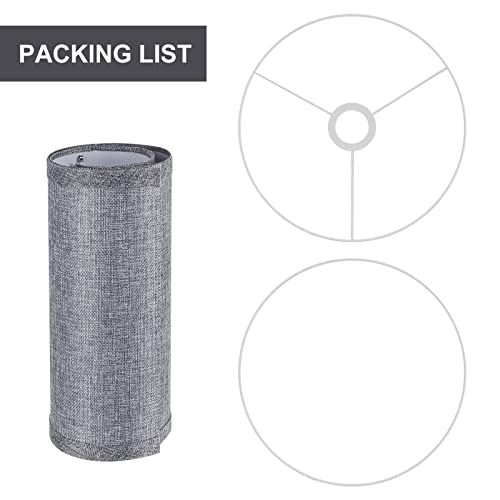 Rottogoon 11"x11"x8" Assembly Required Lampshade for Floor Lamp, Table Lamp, Bedside Lamp, Fabric Drum Lampshade Classic Modern Style, Spider Fitter, Linen - Gray - Image 4