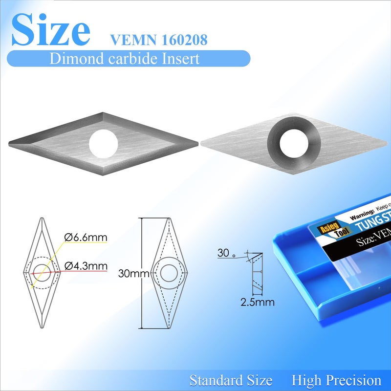 Asieg Tool Ci4 Diamond Tungsten Carbide Replacement Cutter Inserts Planer Knives with Radius Point fit for DIY Wood Lathe Turning Detailer Tools Kit or Woodworking Machine Tools Accessories10pcs - Image 2