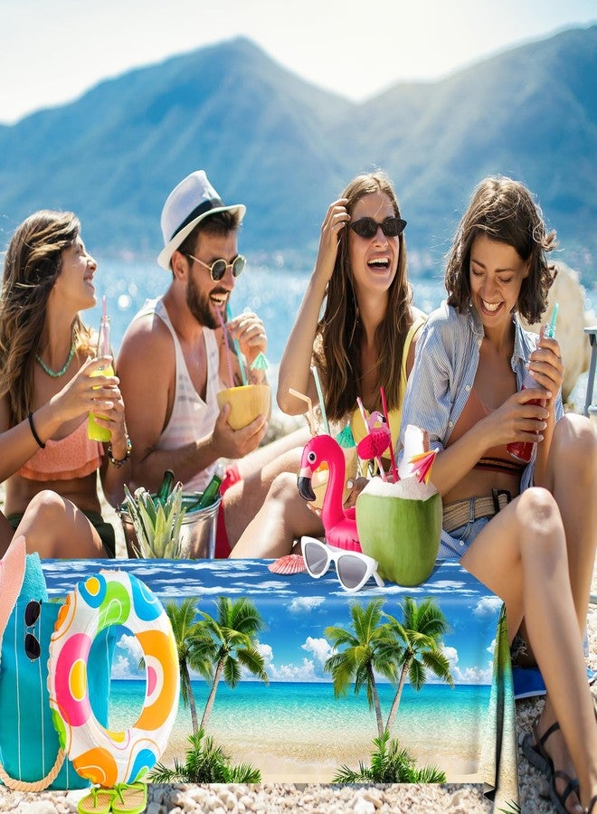 Dydamud Summer Beach Tablecloths, Beach Themed Party Decorations 3pcs Hawaiian Tablecloth Waterproof Table Cover for Pool Beach Party Supplies - Image 4
