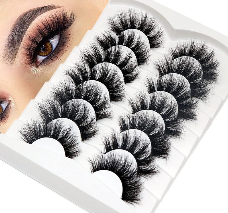 Losha False Lashes Super Fluffy Faux Mink Eyelashes Dramatic Long and Full Fake Eyelashes 7 Pairs Pack Volume Lashes - Image 1