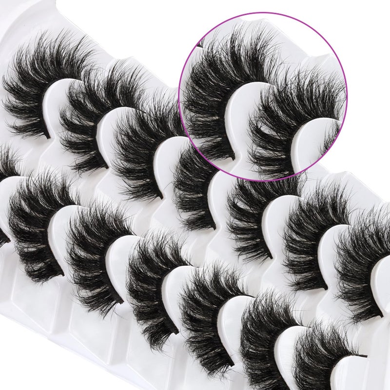 Losha False Lashes Super Fluffy Faux Mink Eyelashes Dramatic Long and Full Fake Eyelashes 7 Pairs Pack Volume Lashes - Image 2