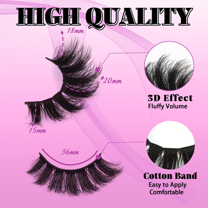 Losha False Lashes Super Fluffy Faux Mink Eyelashes Dramatic Long and Full Fake Eyelashes 7 Pairs Pack Volume Lashes - Image 3