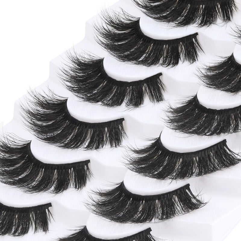 Losha False Lashes Super Fluffy Faux Mink Eyelashes Dramatic Long and Full Fake Eyelashes 7 Pairs Pack Volume Lashes - Image 5