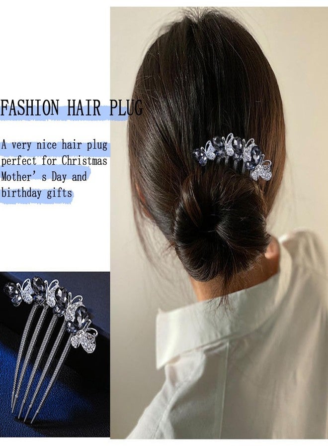 KuuGuu 3 PCS Butterfly Rhinestones Hair Combs 5 Teeth Hair Side Combs Crystal Vintage Headpieces Hair Tools Pins Hair Clips Accessories Bride Headdress for Women Girls Wedding Daily Party Present - Image 4