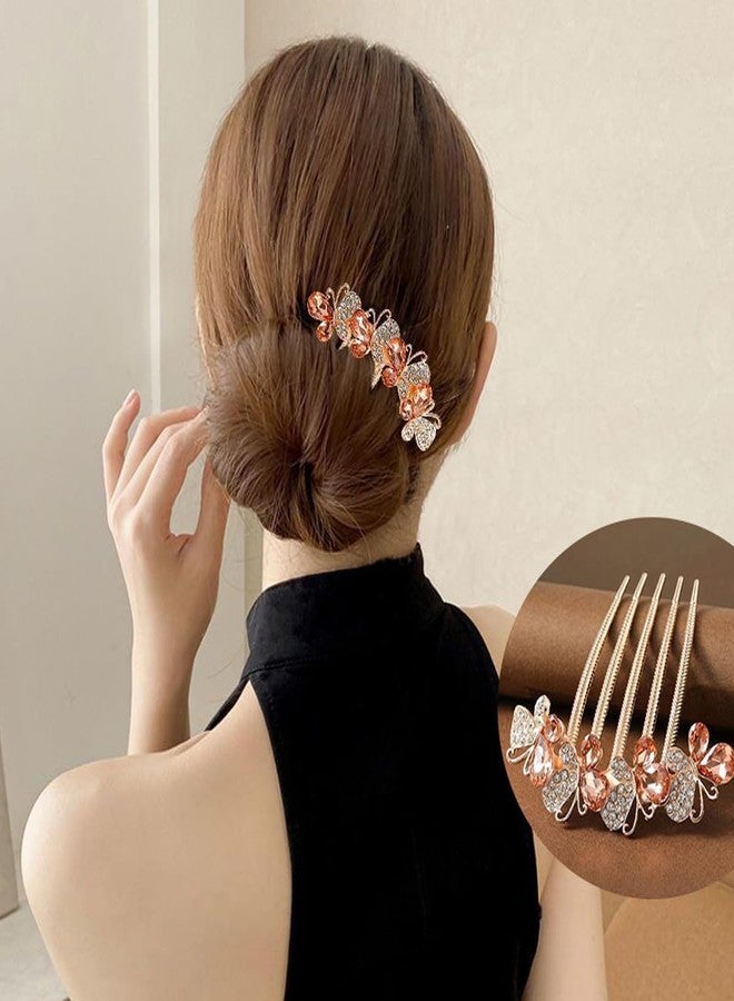 KuuGuu 3 PCS Butterfly Rhinestones Hair Combs 5 Teeth Hair Side Combs Crystal Vintage Headpieces Hair Tools Pins Hair Clips Accessories Bride Headdress for Women Girls Wedding Daily Party Present - Image 5