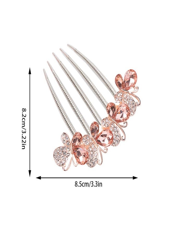 KuuGuu 3 PCS Butterfly Rhinestones Hair Combs 5 Teeth Hair Side Combs Crystal Vintage Headpieces Hair Tools Pins Hair Clips Accessories Bride Headdress for Women Girls Wedding Daily Party Present - Image 2