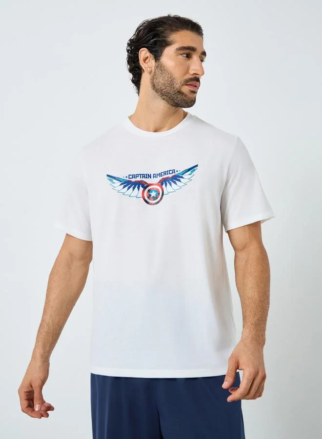 Styli Styli Captain America Graphic Print T-Shirt and Placement Print Pyjama Set