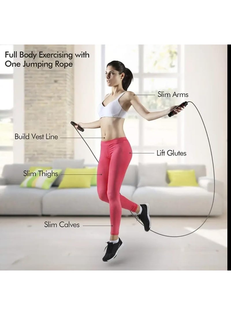 Black green 2.8M skipping rope, PVC/steel wire tangle free fast skipping rope, handle with anti slip breathable foam, ball bearing, suitable for women, men and children, adjustable steel skipping rope exercise, suitable for fitness, family exercise and slim figure - Image 2