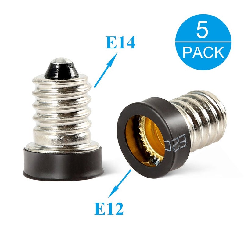 ELECTOP 5 Pack E14 to E12 Adapter Converters Light Sockets Lamp Holder - Image 2
