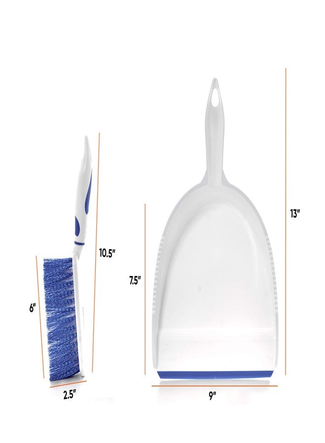Superio Dustpan and Brush Set, Hand Broom with Ergonomic Grip Handle - Rubber Edge for Easy Dirt Pickup, Durable Material - Blue Hand Brush by Superio - Image 2