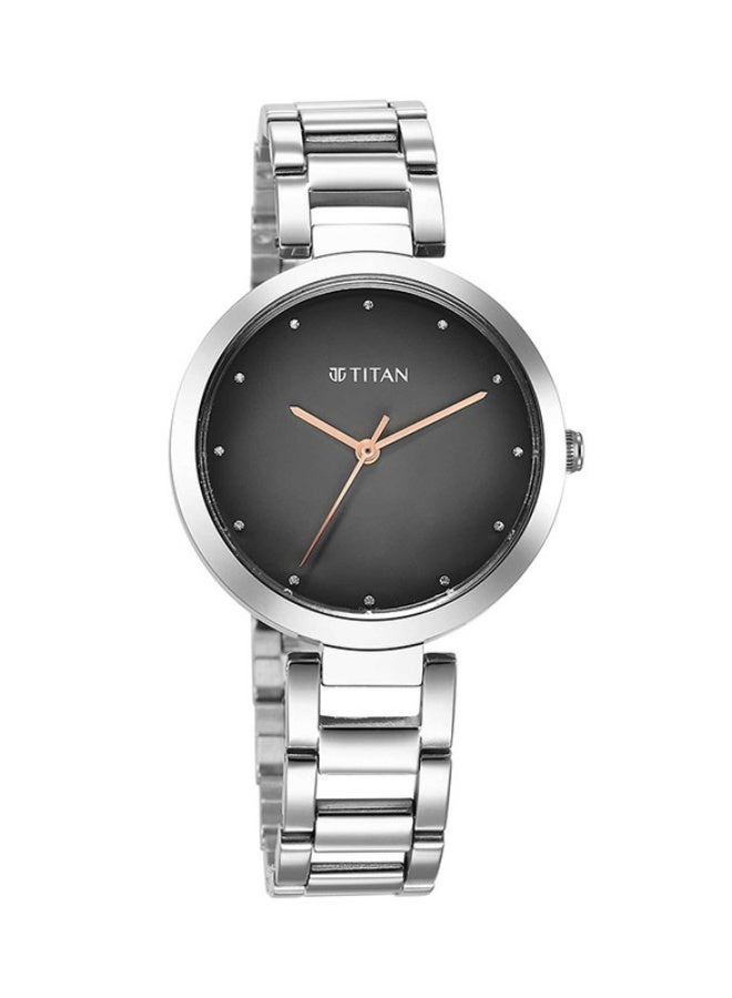 Titan Purple Analogue Black Round Dial Silver Stainless Steel Strap Watch for Women -2480SM13 - Image 2