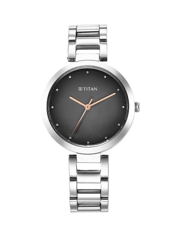 Titan Purple Analogue Black Round Dial Silver Stainless Steel Strap Watch for Women -2480SM13 - Image 1