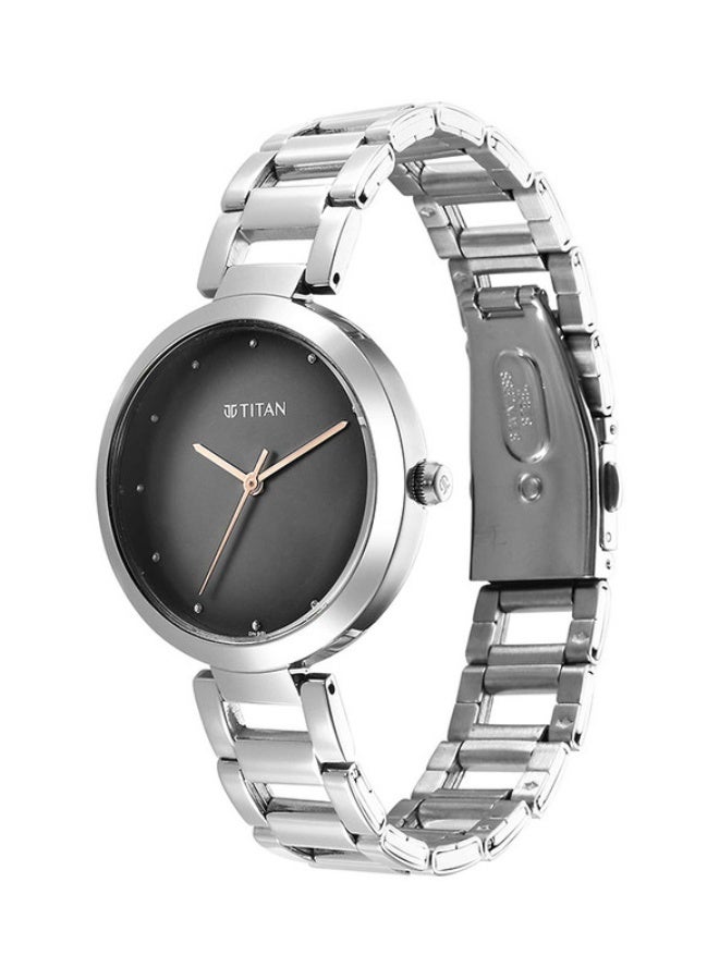 Titan Purple Analogue Black Round Dial Silver Stainless Steel Strap Watch for Women -2480SM13 - Image 3
