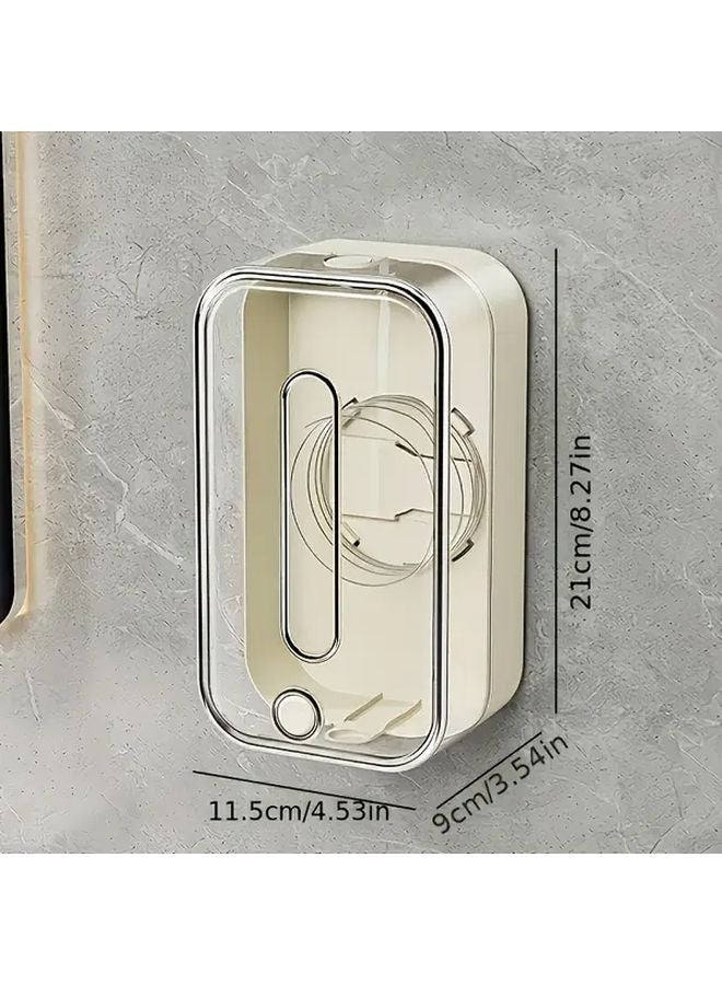Milky White No Drill Wall Mounted Tissue Holder Storage Cabinet With Transparent Drawer - Image 1
