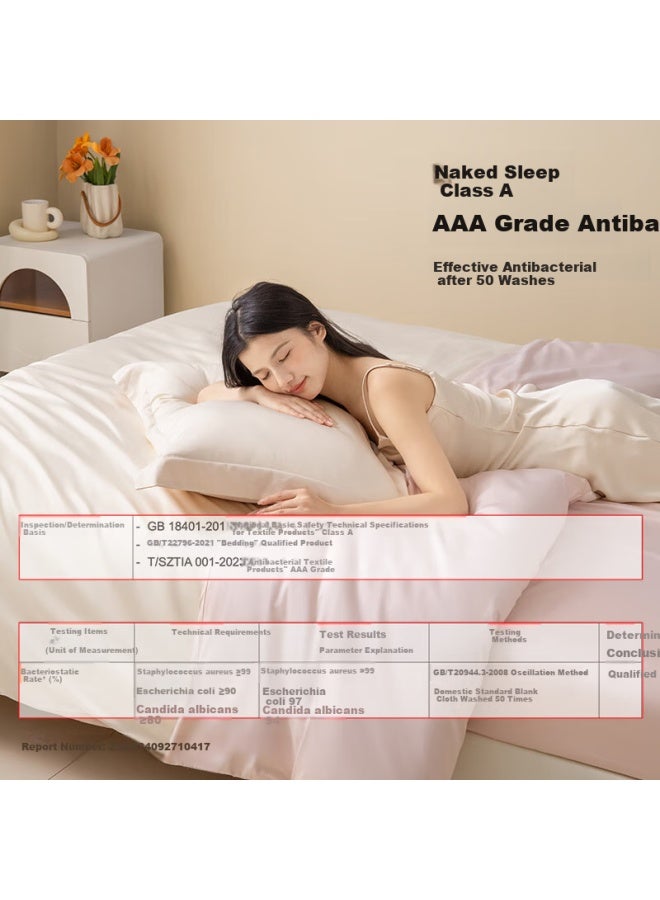 Amor Class A 100-count Long-staple Cotton Sateen Duvet Cover - Moonlight White + Sicily Pink 200x230cm