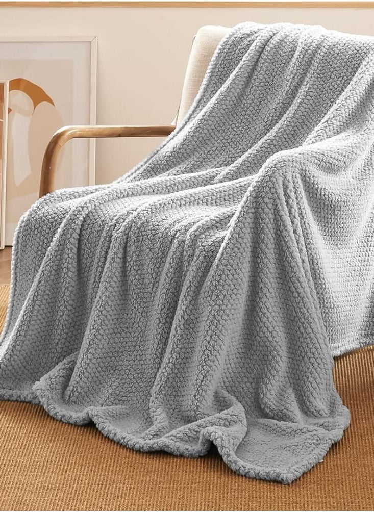 ميلين - بطانية مخمل محفور-بطانية أريكه- لافيتا 200 × 230 - رصاصي - Image 1