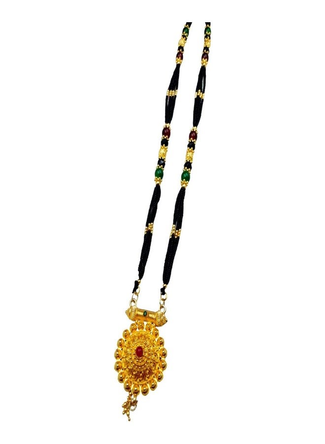 Swaroop Designer Mangalsutra For Women Stylish New Gold Plated Mangalsutra Long Size Heavy Design Long Black Bead Chain 65 - Image 1