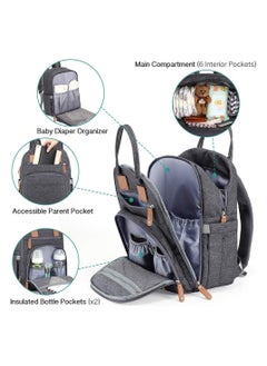 iniuniu Diaper Bag Large Unisex Multifunctional Backpack with Changing Pad and Stroller Straps, Dark Gray - Versatile and Stylish  - Image 3