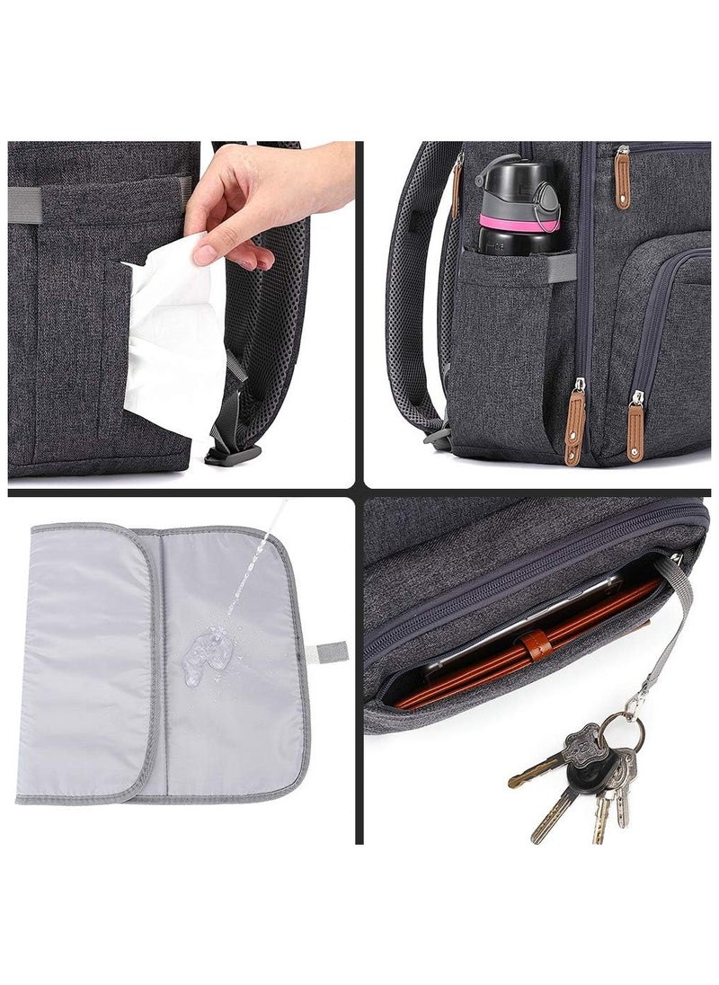 iniuniu - Diaper Bag Large Unisex Multifunctional Backpack with Changing Pad and Stroller Straps, Dark Gray - Versatile and Stylish - Image 1