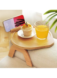 SYOSI Table Sofa Armrest Tray, Sofa Arm Tray with 360° Rotating Holder, Ideal Gift for Eating and Drink