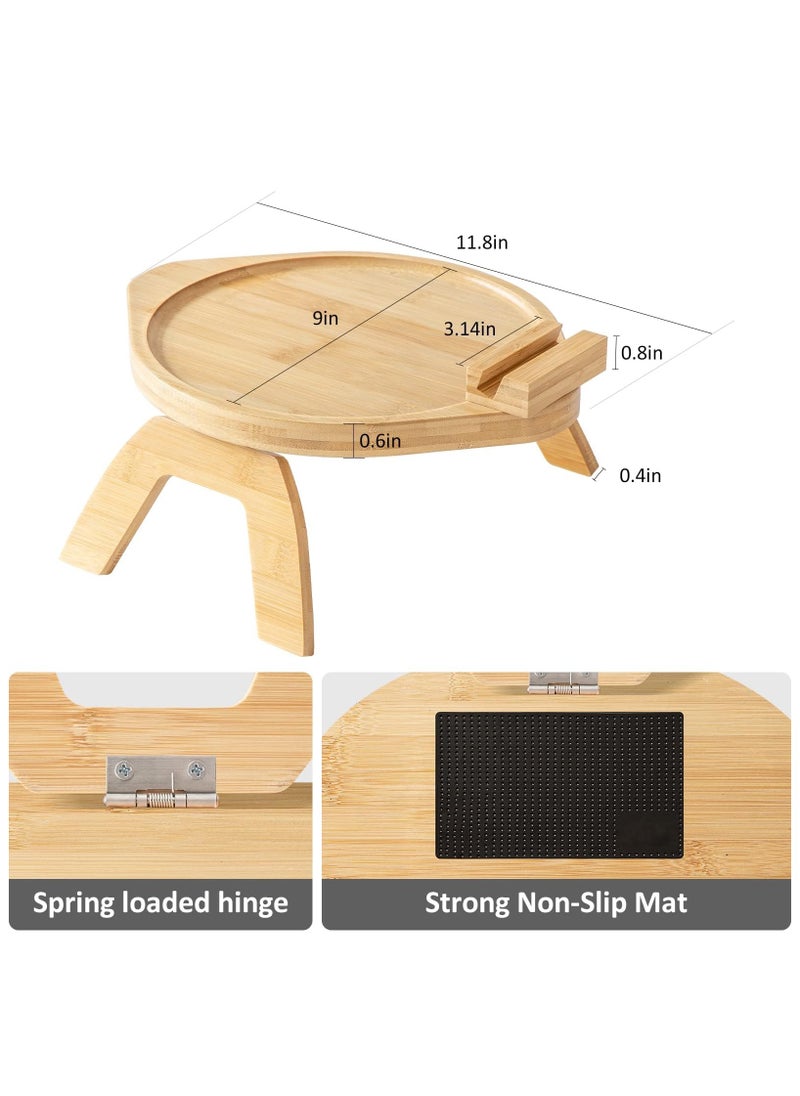 SYOSI - SYOSI Table Sofa Armrest Tray, Sofa Arm Tray with 360° Rotating Holder, Ideal Gift for Eating and Drink - Image 1