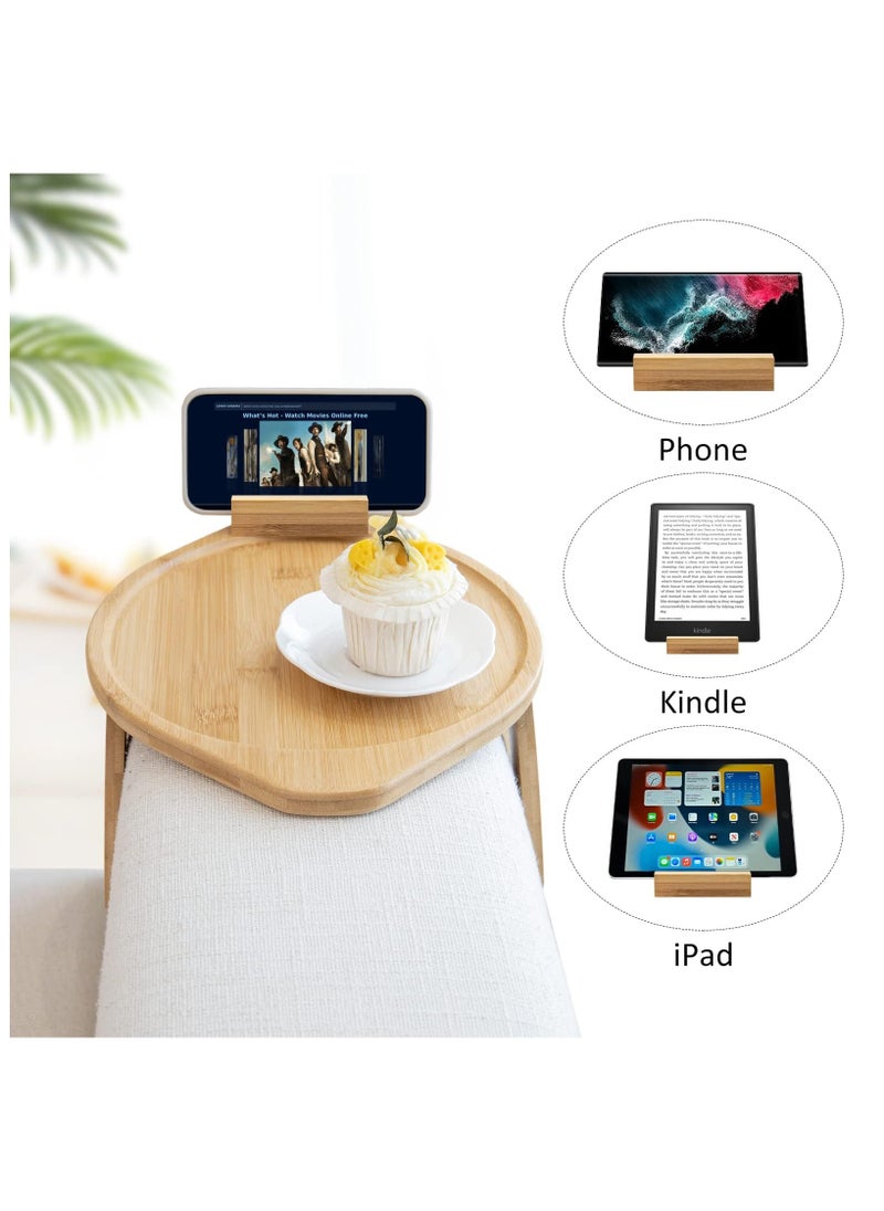 SYOSI - SYOSI Table Sofa Armrest Tray, Sofa Arm Tray with 360° Rotating Holder, Ideal Gift for Eating and Drink - Image 1
