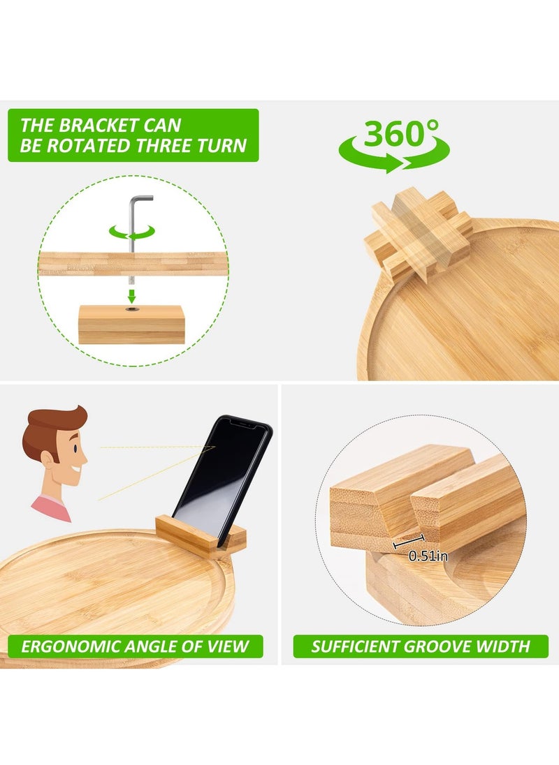 SYOSI - SYOSI Table Sofa Armrest Tray, Sofa Arm Tray with 360° Rotating Holder, Ideal Gift for Eating and Drink - Image 1