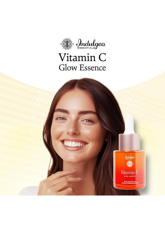 Indulgeo ESSENTIALS Vitamin C Glow Essence For Glowing Skin With Sugarcane Squalane 20Ml | Reduces Dark Spots, Fine Lines, Wrinkles & Hyperpigmentation | Vitamin C Face Serum For Men And Women | Winter Face Serum  - Image 3