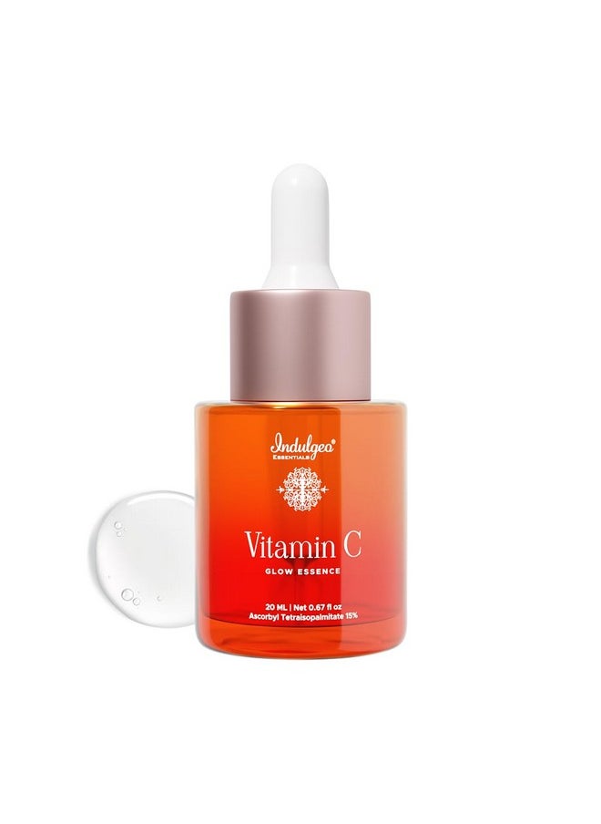 Indulgeo ESSENTIALS Vitamin C Glow Essence For Glowing Skin With Sugarcane Squalane 20Ml | Reduces Dark Spots, Fine Lines, Wrinkles & Hyperpigmentation | Vitamin C Face Serum For Men And Women | Winter Face Serum  - Image 1