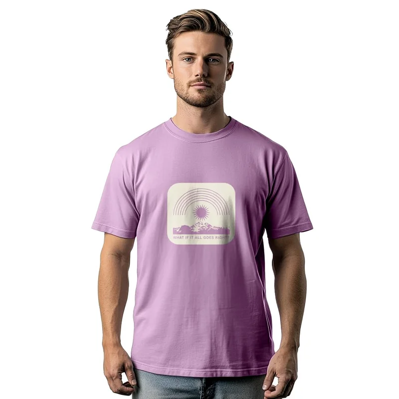 NOBERO Men's Cotton Regular Fit Typographic T-Shirt in Lilac