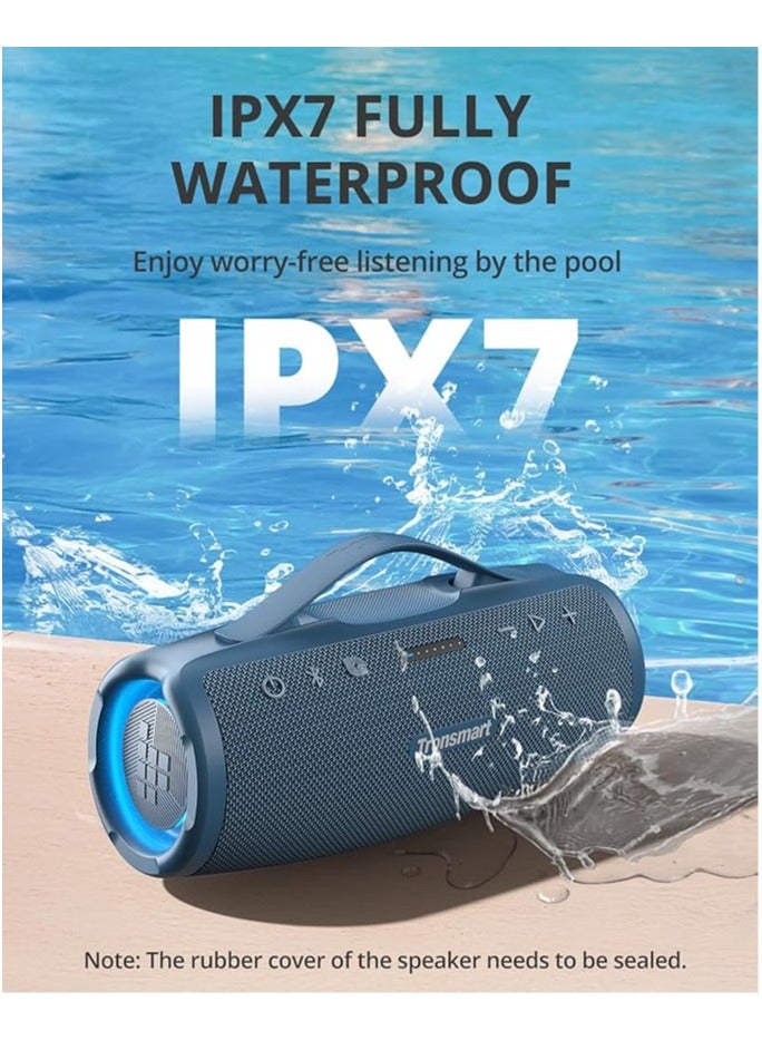 Tronsmart Mirtune S100 Portable Bluetooth Speaker, 50W Punchy Bass &Clear Treble, Retractable Handle, 20H Playtime, IPX7 Waterproof, Customize EQ, Built-in Powerbank for Outdoor, Camping, Beach(Blue) - Image 2