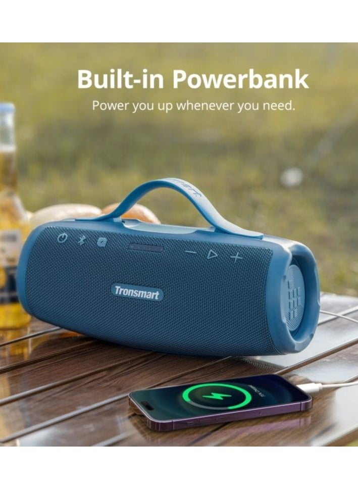 Tronsmart Mirtune S100 Portable Bluetooth Speaker, 50W Punchy Bass &Clear Treble, Retractable Handle, 20H Playtime, IPX7 Waterproof, Customize EQ, Built-in Powerbank for Outdoor, Camping, Beach(Blue) - Image 4