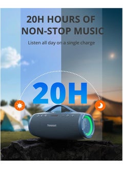 Tronsmart Tronsmart Mirtune S100 Portable Bluetooth Speaker, 50W Punchy Bass &Clear Treble, Retractable Handle, 20H Playtime, IPX7 Waterproof, Customize EQ, Built-in Powerbank for Outdoor, Camping, Beach(Blue)  - Image 3