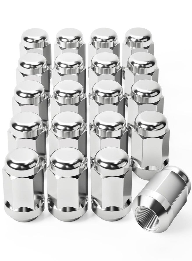 Orion Motor Tech 1/2"-20 Lug Nuts with Cone Seat, 3/4" 19mm Hex 1.38x0.87 in. Chrome Plated Wheel Lug Nuts Compatible with Ford Mustang Explorer F-150 Dodge Ram 1500 Jeep Wrangler, Set of 20 - Image 1