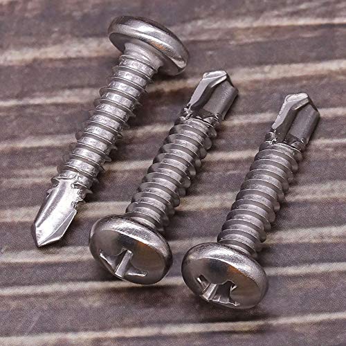 EASTLO #6 x 1/2" Pan Head Self Drilling Screws, Phillips Drive, 410 Stainless Steel Sheet Metal Screws,Self Tapping, Dovetail, Pack of 100 - Image 2