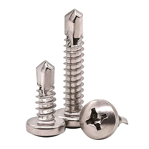 EASTLO #6 x 1/2" Pan Head Self Drilling Screws, Phillips Drive, 410 Stainless Steel Sheet Metal Screws,Self Tapping, Dovetail, Pack of 100 - Image 1