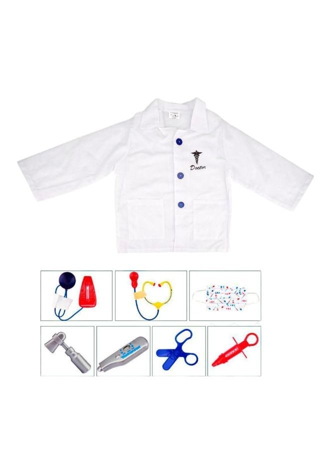 Toy Box Doctor Pretend Play Medical Kit With Coat Role Play Toy Set For Kids 3-7 Years 