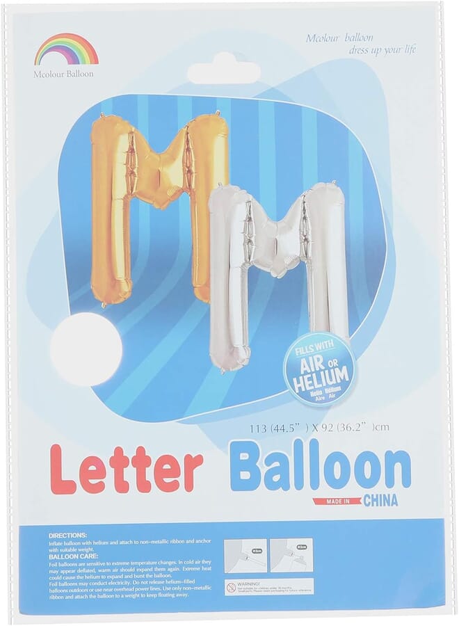 Mcolour Balloon Mcolour Balloon Foil Balloon - Letter M, Gold