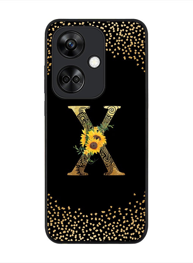 Stylizedd Rugged Black Edge case for OnePlus Nord CE3 / Oppo K11, Slim fit Flexible   Custom Monogram Initial Letter Mandala Floral Pattern Alphabet- X (Black) - Image 1